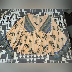 Altar'd State Light Pink Tie Front Blouse